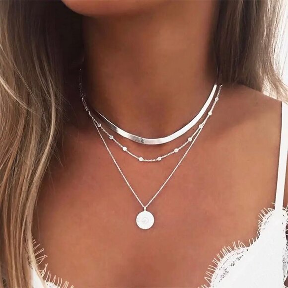 New Sun Pendant Necklace S925 Sterling Silver Multilayer Minimalist Celestial - Picture 2 of 9